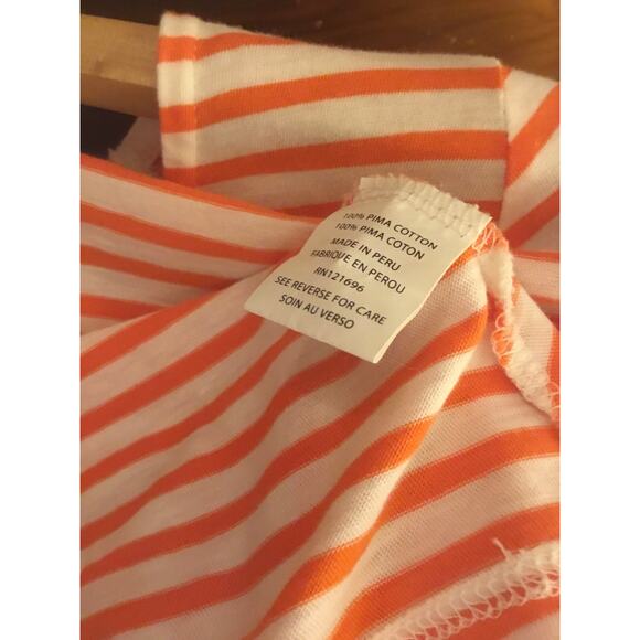 Demylee Orange white striped cotton  A-line T-Shirt Top Sz Sm - Picture 3 of 5